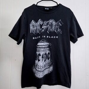 ACDC Back In Black Hells Bells Graphic T Shirt Band Tee Black Large Rock‎
